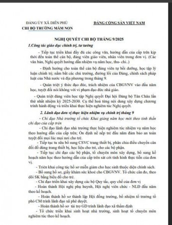 NGHỊ QUYẾT CHI BỘ THÁNG 9/2025